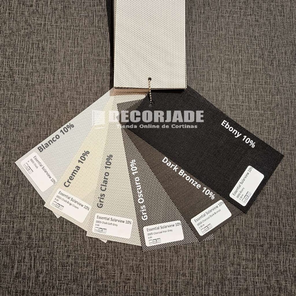 Tela screen 10 para cortinas roller en varios colores DECORJADE 001