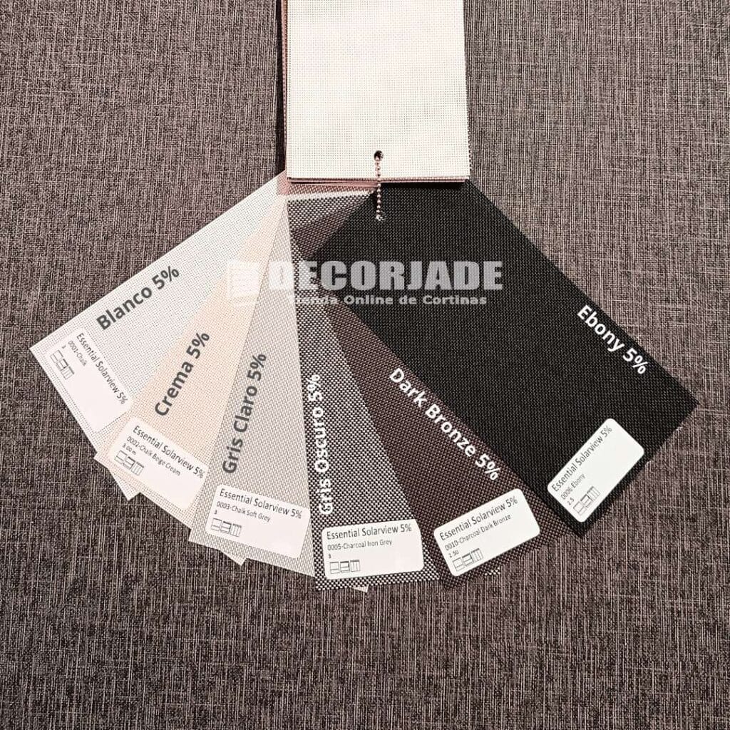 Tela screen 5 para cortinas roller en varios colores DECORJADE 001