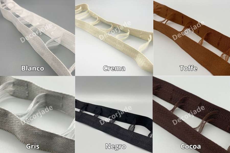 colores de las cintas de tela para persianas horizontales de madera 