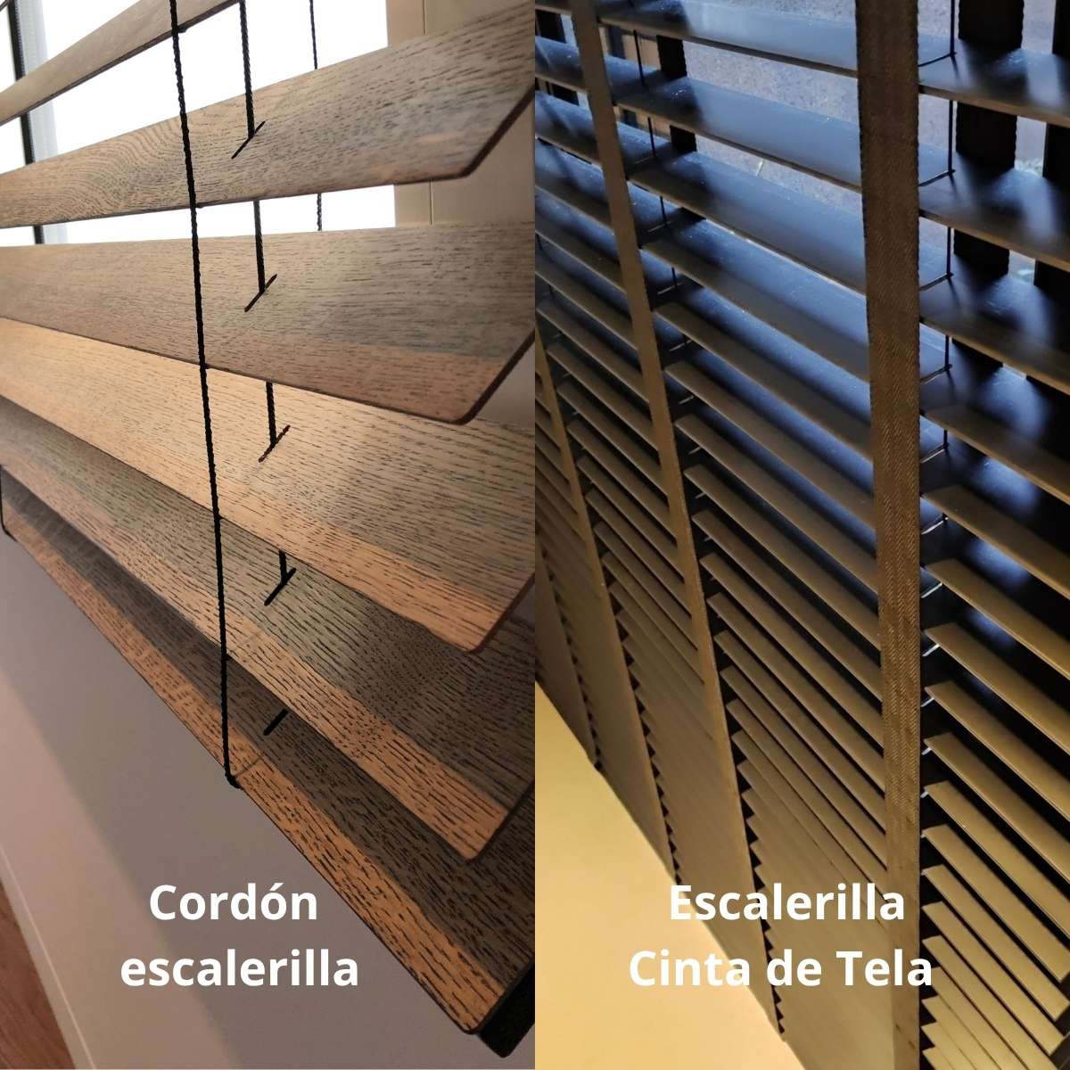 tipo de escalerilla para persianas de madera 50mm